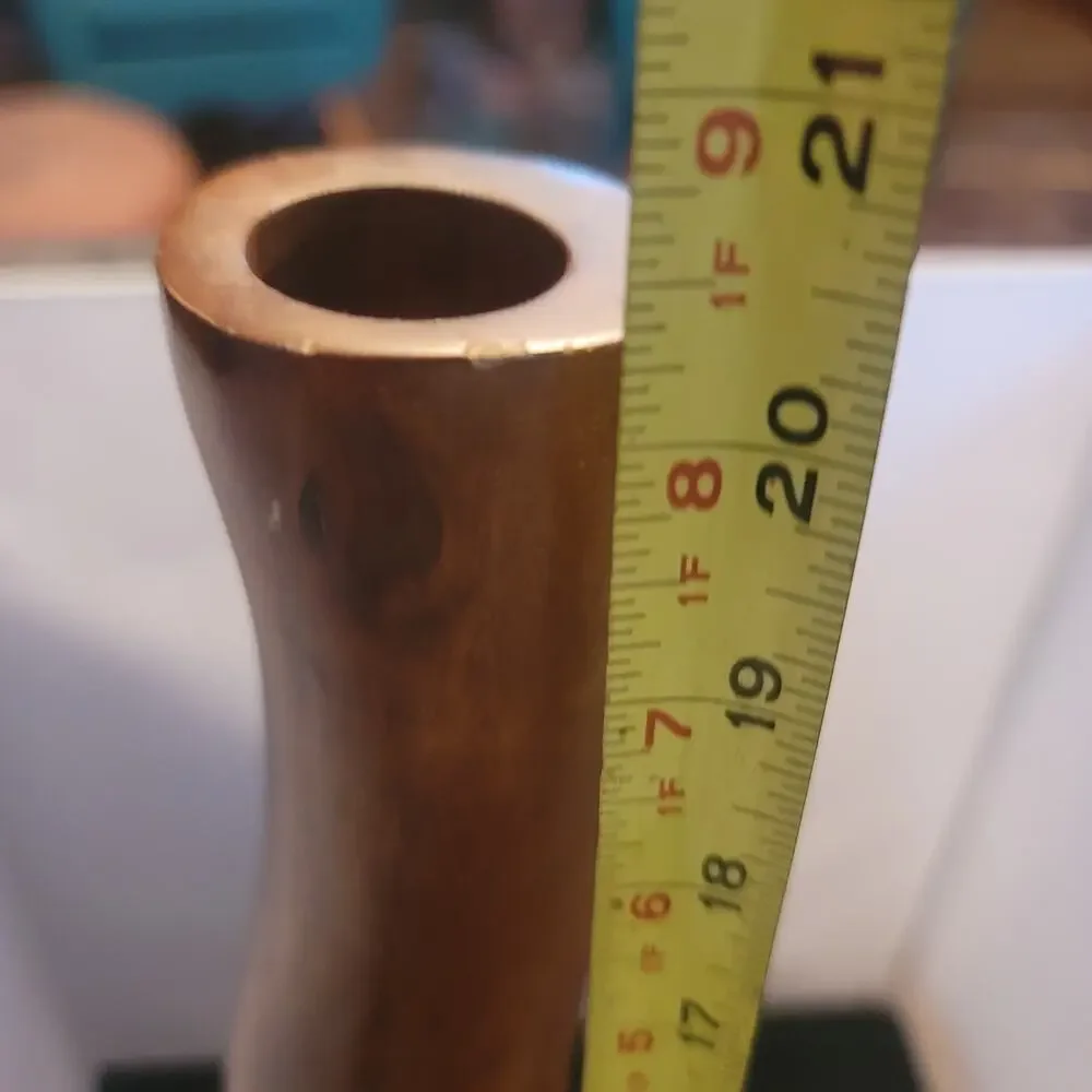 Vintage MCM  Hand Carved Wooden Vases Set Organic Minimalist Boho 20" and 12" - Picture 5 of 7